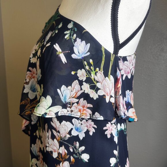Slate & Willow Women's Maxi Dress Black Hudson Floral One-Shoulder Sz 4 - Picture 13 of 15